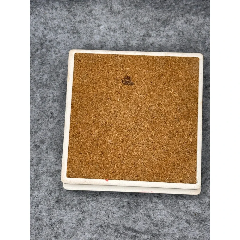 Vintage G Hanland Puppy Love Stone Coasters Set of 3 Cork Backed Dog Art 4x4